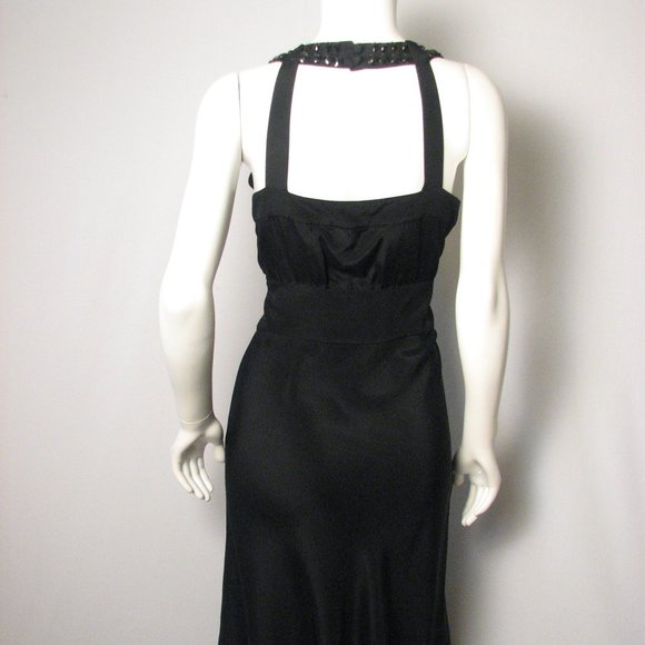 Banana Republic Silk Blend Black Embellished Dress 8 (121422) - Picture 2 of 5